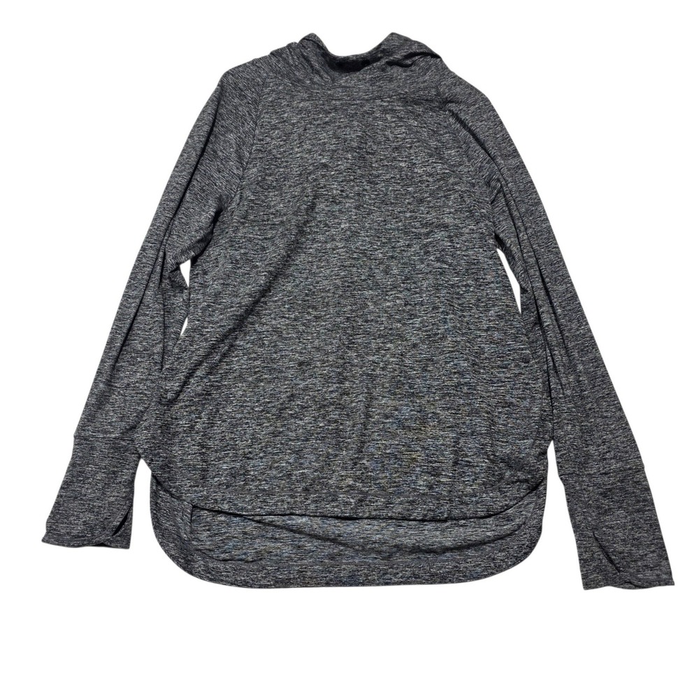 Athleta Hoodie Women XL Gray Heathered Speedlight Pullover Activewear Thumbholes